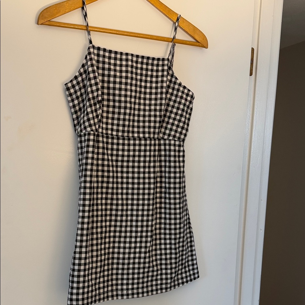 Chic Black and White Gingham Mini Dress